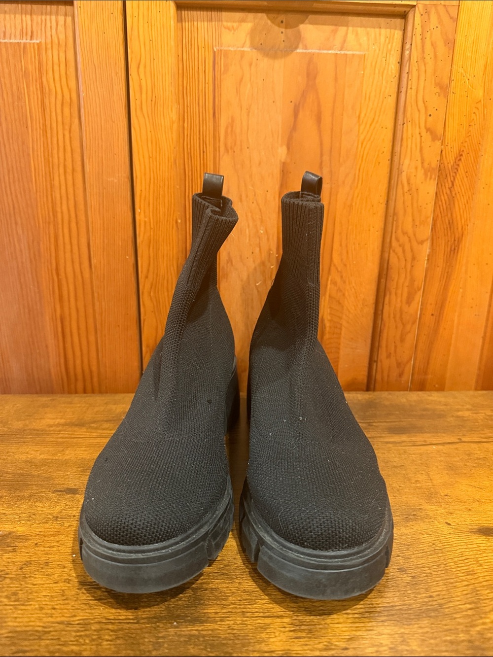 Forever 21 Black Knit Sock Ankle Boots